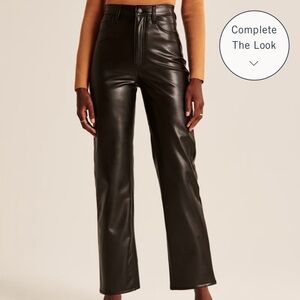Abercrombie The ankle straight ultra high rise leather jeans